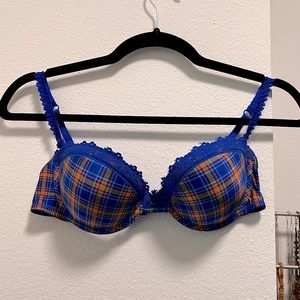 Victoria’s Secret Blue & Orange Plaid Bra, 34C